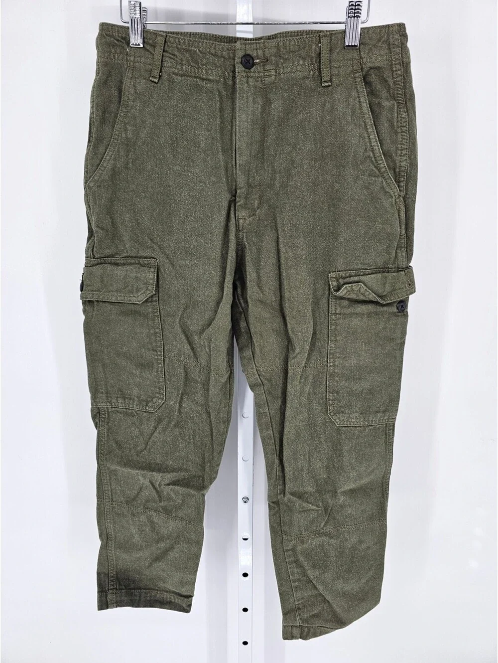 Vtg 1990s Banana Republic Mens Sz 32x30 Baggy Cargo Utility Pants Olive Green